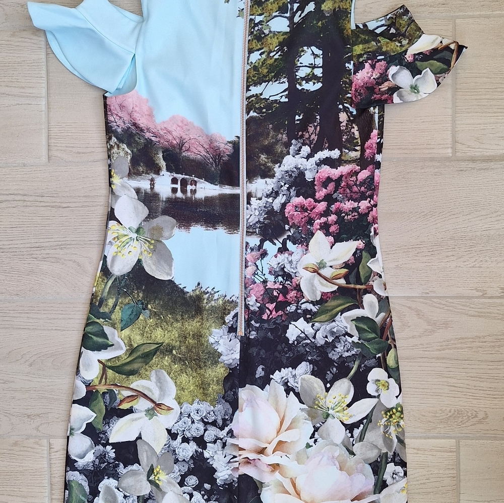 TED BAKER Windermere Blossom Floral Pond Print shift dress Size 1UK, 4 US - Picture 11 of 12